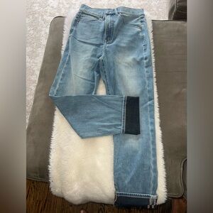 Express Light Blue Slim Super High rise cuffed jeans